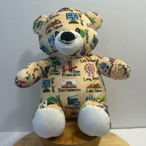 Plushology California Cities Teddy Bear Beige Souvenir Travel Stuffed Plush 9”